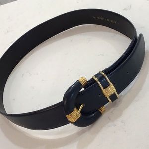 Navy Blue Belt with Gold Embellishments